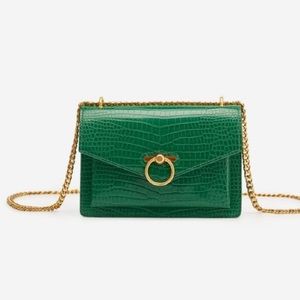 Green Vegan Leather Croc Detail bag